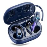 Wireless Earbuds, 2023 Wireless Earphones Bluetooth 5.3 Headphones Wireless, Ear Buds Wireless Earbuds with Earhooks, IP7 Waterproof 50H Stereo Wireless Headphones Sport, Dual LED Display, Deep Blue