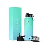 IRON °FLASK Sports Water Bottle - 40 Oz 3 Lids (Wide Spout Lid), Leak Proof - Stainless Steel Gym & Sport Bottles for Men, Women & Kids - Double Walled, Insulated Thermos, Metal Canteen