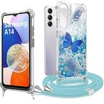 XCYYOO Samsung Galaxy A14 5G Cover with Silicone Lanyard, Case for Samsung A14 5G with Shoulder Strap Shockproof Transparent Cover with Lanyard Samsung Galaxy A14 5G Silicone Case with Mobile Phone