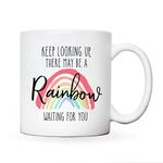 Rainbow gifts | keep looking up for rainbows mug | coffee cup | thank you NHS Keyworker gift | thinking of you/miss you gifts | inspirational gifts for women or men