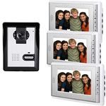 Amocam Video Intercom Doorbell 7" LCD Monitor Wired for Home interphone Systems 1 Camera 3 Monitor Video Door Phone Bell Kits Support Monitoring, Unlock, Dual-Way Door Intercom IR Night Vision