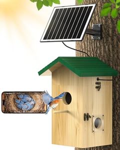 KinetCam Smart Bird House Camera Solar Powered, 2K HD Wi-Fi Bird Watching Cam for Birdhouse, Auto Detect & Notify, Night Vision, APP Control, Wooden Birdhouse with Camera Inside