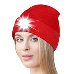 AONYIYI Gifts for Men LED Toques Beanie Hat with Light,Birthday Christmas Stocking Stuffers for Men Women Dad Him Husband Red