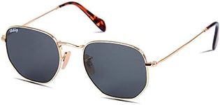 Dikley Small Square Sunglasses for Men Women 100% UV400 Protection Polygon Glass Lens Metal Frame Retro Shade Glasses