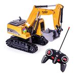 Highttoy Remote Control Excavator Digger RC Construction Toys for Kids Toy Digger Tractor for Boys Girls 1:24 Scale 6 Channel Diecast Remote Control Digger Excavator Toy with Led & Sound