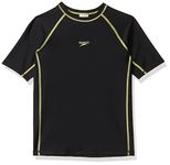 Speedo Boy's Short Sleeve Suntop - Black & Spritz