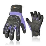 Vgo... Heavy Duty Synthetic Leather Work Gloves Women,Impact Protection Mechanic Gloves,Vibration Reduction,Touchscreen(S,Purple,SL8849IP-FM)