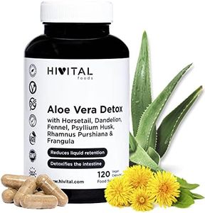 Aloe Vera Detox. 120 gélules végétaliennes pour 4 mois. Avec Cascara Sagrada, Bourdaine, Prêle des Champs, Pissenlit, Fenouil et Psyllium, qui éliminent les toxines et régulent le transit intestinal