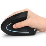 Ergonomic Mouse, Vertical Wireless Mouse - Lekvey Rechargeable 2.4GHz Optical Vertical Mice : 3 Adjustable DPI 800/1200/1600 Levels 6 Buttons, for Laptop, PC, Computer, Desktop, Notebook etc, Black