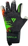 Vizari Junilla F.P. Soccer GK Goalkeeper Gloves with Finger Protection for Adults and Teens | Professional Level (Black/White, Size 9)