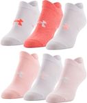 Under Armour Women's Essential 2.0 Lightweight No Show Socks, 6-Pairs , Beta Tint/White/White , Medium