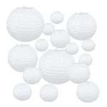 16pcs Paper Lanterns, White Round Paper Lanterns 4" 6" 8"10"12" Hanging Decorations Ball Lanterns Lamps for Parties, Garden, Family Celebrations, Weddings, Birthday, Christmas Party Decorations