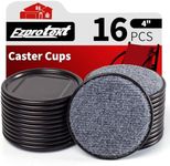 4" Round Reusable Felt Furniture Caster Cups with Carpet Bottom, Felt Furniture Sliders Floor Protectors Pads to Protect Hardwood, Tile or Laminate Floors from Scratches, Brown/Gray (16 Pack)