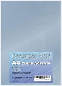 Essential Arts A4 Clear Acetate 240 Micron Pack of 10 Sheets. Extra Thick PVC Binding Cover Ideal for Etching, Craft, Stencils Picture Frames and Gifts