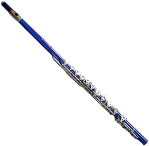 Deloitte C Flute Closed Hole 16 Keys Nickel Plated, DFL-401, for Beginner Student Flute Instrument with Cleaning Kit, Carrying Case, Gloves, Tuning Rod (Sapphire)