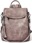 Telena Backpack Purse for Women, PU Leather Anti Theft Travel Backpack Purse Shoulder Bags with Tassel, Haze Purple, Medium