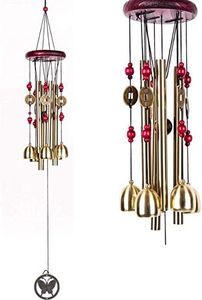 CrazyCrafts Metal Wind Chimes with 4 Pipe and 5 Bells for Feng Shui at Home Balcony Garden Positive Energy, Home Decor Hanging Gifts for Loved Ones Jingle Good Sound 21 Inch Long