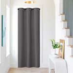 NICETOWN Grey Blackout Closet Door Curtains - Energy Saving Thermal Temporary Drapes with Eyelets for Doorway/Office/Classroom/Utility Room, 1 Panel, W42 x L80 Inch