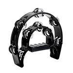 Musfunny Tambourine Double Row Metal Jingles Hand Held Percussion Half-Moon Tambourines Musical Instrument Gifts for Kids, Adults, Party - Black