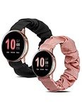 Wearlizer Compatible with Samsung Active 2 Watch Band Women/Galaxy Watch 4 Band/Galaxy Watch 5 Band/Galaxy Watch 6 Band, 2 Packs Stretchy Solo Loop Scrunchies Cute Elastic Strap for Vivoactive 3 Band, Pink+Black/Small