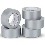 COSIMIXO 5-Pack Silver Heavy Duty Duct Tape, 2 Inches X 30 Yards, Strong, Flexible, No Residue, All-Weather and Tear by Hand - Bulk Value for Repairs, Industrial, Profes 5-Pack 2" X 30Yds Silver