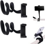 2pcs Stroller Phone Holder, Flexible Cell Phone Stand Stroller Cell Phone Mount with Anti-Slip Arm Grip Alloy Phone Clamp for Stroller Handlebar Desk Treadmill