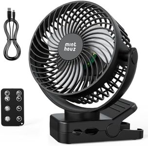 Minthouz 12000mAh Portable USB Fan, Rechargeable Clip On Fan with Remote, 45H Battery Life, Quiet Operation, 3 Speeds & Lights, 360° Rotation, Timer, for Desk/Camping/Stroller (Black)