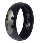 JewelryWe 8mm Men Black Tungsten Ring with Silver Laser Etched Batman Symbol Collector's Engagement Wedding Band (Size X)