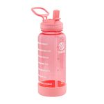 Takeya 32 oz Motivational Water Bottle with Straw Lid with Time Marker, Premium Quality BPA Free Tritan Plastic, Flutter Pink