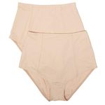 ELLEN TRACY Women's Classic Comfort Brief with Extra Tummy Hold (Pack of 2), Sun Beige, Medium