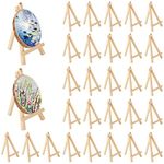 LOLYSIC 30Pcs Mini Easel Stands for Display, 15x8cm Adjustable Small Easels Stands, Triangle Tabletop Wooden Mini Easels for Displaying Paintings Art Crafts Picture Party Wedding Cards