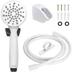 RV Shower Head with Hose and On Off Switch (Trickle), Water Saving and High Pressure Shower Head with Hose Guide Ring and Shower Holder for RV, Camper, Van, Travel Trailer, Motorhome and Boat, White