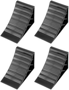 QWORK® 4 Unidades cuña para Ruedas de Coches, Base Antideslizante, calzos para remolques, con asa, Negro