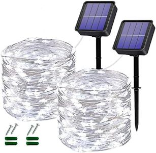 Lezonic Solar String Lights for Outside,2 Pack Total 240LED Solar Lights Outdoor Waterproof 24M/80Ft 8 Modes Outdoor Copper Wire Solar Fairy Lights Patio Decor Lights,Yard,Porch Hanging Lights(White)