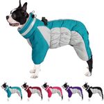 AOFITEE Fullbody Dog Coat Warm Fleece Dog Jacket, Windproof Dog Winter Coat with Harness Built in, Reflective Turtleneck Dog Snow Jacket Snowsuit, Four-Legged Puffer Coat for Small Medium Large Dogs S