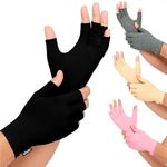 Vive Rheumatoid Arthritis Gloves - Men and Women Fingerless Compression Wrap for Hand Pain and Osteoarthritis - Black Hand Wrap for Arthritic Joint Symptom Relief - Open Finger Fit (X-Small)