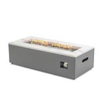 Paramount Aries Engineered Marble Convertible Propane Fire Table, Rectangular, White and Grey