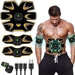 WARDBES Abs Trainer, EMS Training Device, Abdominal Muscle Trainer, Abdominal Trainer with 6 Modes & 9 Intensities, Portable Muscle Stimulator, for Abdomen, Arm, Leg Fitness Training