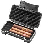 BuxWellBang Cigar Case Travel Humidor, Portable Cigar Box with Humidifier for 3 Cigars, Airtight, Waterproof, Dustproof Gift for Cigar Lovers (Black)