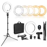 Limo Studio 14 inch Dimmable Ring Light LED Dual Color Continuous Lighting for Charming Eyes and Beauty Facial Shoot, Photo Studio Salons Beauty Shop Selfie Light Stand,AGG2860