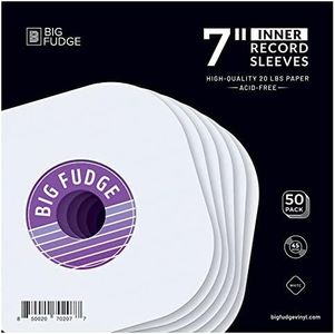 Big Fudge Custodie Interne per Vinili - Bustine Fatte di Carta Priva di Acidi - 18 cm x 50 Pezzi - Custodia Quadrata Antigraffio con Rivestimento Antistatico