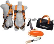 Frontline Combat™ Complete Roofers Kit | Includes Combat Harness, Roof Anchor, Vertical Lifeline with Rope Grab, & Duffel Bag | High-Visibility Orange | Universal Fit | ANSI & OSHA Compliant.