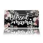 License Plate Front Decorative License Plate Cover Blessed mama Flowers Vanity Tag Metal Plate Aluminum Novelty License Plate for Men/Women 6 X 12 Inch