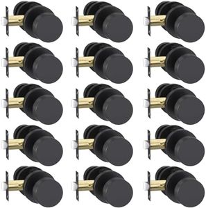 Goldenwarm Black Closet Door Knobs, Zinc Alloy Matte Black Passage Door Knob, Door Knobs Interior for Hallway, Closets, Heavy Duty Round Ball (15 Pack)