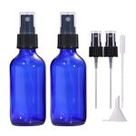 LIYUABU 60ml Empty Blue Glass Spray Bottles,Small Fine Mist Atomiser Refillable Reusable Travel Spray Bottles for Essential Oil,Hair,Aromatherapy,Perfumes,Cleaning(2 Pack)