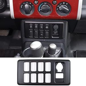 Fgtagtal Center Console Auxiliary System Button Panel Decoration Frame Cover Fit for Toyota FJ Cruiser 2007-2021, Car Console Air Conditioner Switch Panel Trim Cover, 1PCS, Matte Black