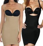 Women's Ladies Seamless Under Bust Full Slip Tummy Waist Control Bodyshaper Slimming Dress Shape Wear Open Bust Control Vest (Pack of 1/2) (as8, alpha, m, regular, regular, 1x Black + 1x Nude, M)