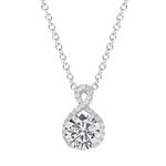 Cate & Chloe Alessandra Vision 18k White Gold Plated Pendant, Crystal Halo, Solitaire Necklace, Silver Necklace, Best Necklace for Women, Teens, Girls - MSRP $150