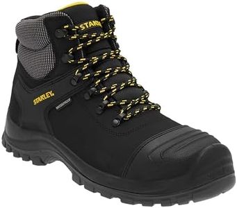 STANLEY Branxton Men's Leather, Steel Toe, Steel Midsole Plate, Waterproof, Safety Work Boot, Black, UK9