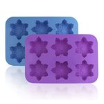 FineGood Silicone Snowflake Molds, 2 Pack Cake Chocolate Pudding Jelly Soap Muffin Trays for Kitchen Baking Decoration, 6-Cavity - Blue, Purple